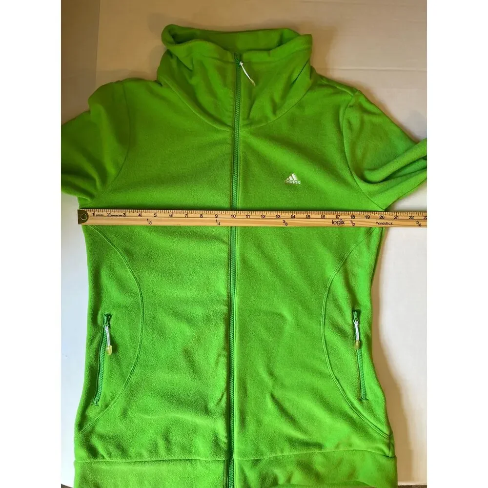 Adidas Fleece Sweater Full Zip Large Lime Green Long‎ Sleeve